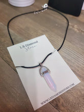 Load image into Gallery viewer, Crystal Necklace Silver Wire Opal Healing Crystal Point Leather Necklace
