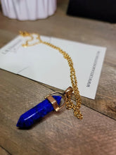 Load image into Gallery viewer, Lapis Lazuli Handmade Point Necklace Hexagon Chain Golden Pendant Necklace
