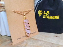 Load image into Gallery viewer, Rose Quartz Handmade Point Wire Wrapped Golden Necklace Hexagon Chain
