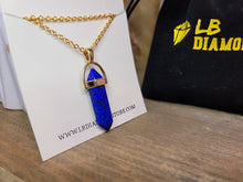 Load image into Gallery viewer, Lapis Lazuli Handmade Point Necklace Hexagon Chain Golden Pendant Necklace
