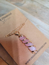 Load image into Gallery viewer, Rose Quartz Handmade Point Wire Wrapped Golden Necklace Hexagon Chain
