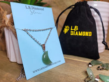 Load image into Gallery viewer, Natural Handmade Crystal Necklace Silver Tone Green Aventurine Healing Crystal MOON Necklace
