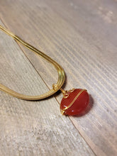 Load image into Gallery viewer, Natural Handmade Crystal Choker Necklace Gold Wire Wrapped Carnelian Stainless Steel
