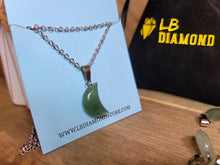 Load image into Gallery viewer, Natural Handmade Crystal Necklace Silver Tone Green Aventurine Healing Crystal MOON Necklace
