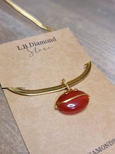 Load image into Gallery viewer, Natural Handmade Crystal Choker Necklace Gold Wire Wrapped Carnelian Stainless Steel
