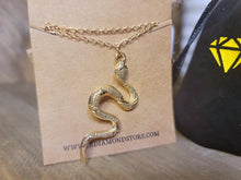 Load image into Gallery viewer, Silver &amp; Gold Snake Necklace | Minimalist Snake Charm Pendant | Delicate Necklace | Snake Pendant | Serpent Necklace | Snake Lover Gift
