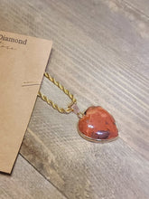 Load image into Gallery viewer, Handmade Crystal Choker Necklace Gold Tone Wrapped Red Jasper Healing Crystal Heart
