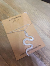 Load image into Gallery viewer, Silver &amp; Gold Snake Necklace | Minimalist Snake Charm Pendant | Delicate Necklace | Snake Pendant | Serpent Necklace | Snake Lover Gift
