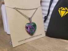 Load image into Gallery viewer, Crystal Necklace Silver BloodStone Healing Crystal Heart Necklace Silver tone
