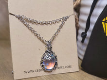 Load image into Gallery viewer, Silver Wire Wrapped Moon Stone Necklace Healing Crystal Necklace Silver tone
