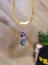 Load image into Gallery viewer, Crystal Necklace Gold Wire Wrapped Fluorite Crystal Point Choker Necklace
