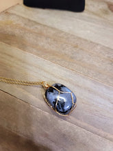 Load image into Gallery viewer, Labradorite Healing Crystal Stone Necklace GOLD wrapped tone Handmade
