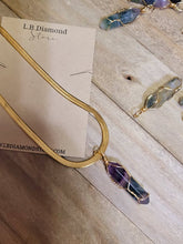 Load image into Gallery viewer, Crystal Necklace Gold Wire Wrapped Fluorite Crystal Point Choker Necklace
