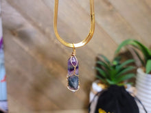 Load image into Gallery viewer, Crystal Necklace Gold Wire Wrapped Fluorite Crystal Point Choker Necklace
