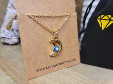 Load image into Gallery viewer, Evil Eye Necklace Blue Evil Eye Blue Eye Necklace • Gift for Her • Moon Necklace
