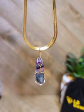 Load image into Gallery viewer, Crystal Necklace Gold Wire Wrapped Fluorite Crystal Point Choker Necklace
