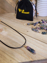 Load image into Gallery viewer, Natural Crystal Gold Wire Wrapped Rainbow Fluorite Necklace Handmade
