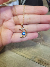 Load image into Gallery viewer, Evil Eye Necklace Blue Evil Eye Blue Eye Necklace • Gift for Her • Moon Necklace
