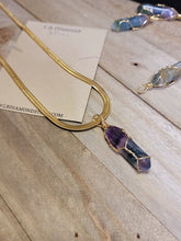 Load image into Gallery viewer, Crystal Necklace Gold Wire Wrapped Fluorite Crystal Point Choker Necklace
