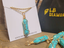 Load image into Gallery viewer, Crystal Necklace Silver Wrapped Turquoise Healing Crystal Point Necklace
