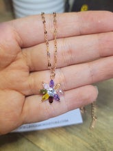 Load image into Gallery viewer, Dainty Charm: 18 Inch Gold Tone Necklace with Cute Colorful Flower Pendant
