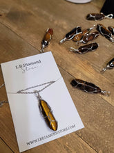 Load image into Gallery viewer, Silver Wire Wrapped Tiger&#39;s Eye Healing Crystal Point Necklace
