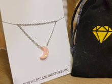 Load image into Gallery viewer, Crystal Necklace Silver tone,  Moon Necklace Rose Moon Pink Moon
