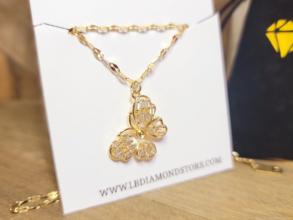 Gorgeous Butterfly Necklace, Charm, Pendant with Crystals on a Dainty Gold