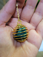 Load image into Gallery viewer, Gold Tone CAGE Necklace Healing Crystal Cage Necklace Gold tone
