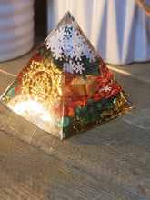 Load image into Gallery viewer, Orgone Pyramid, Carnelian &amp; malachite   Orgonite Chakra Gift
