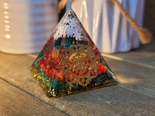 Load image into Gallery viewer, Orgone Pyramid, Carnelian &amp; malachite   Orgonite Chakra Gift
