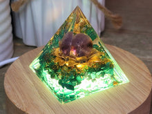 Load image into Gallery viewer, Orgone Pyramid, Amethyst  &amp; Malachite Orgonite
