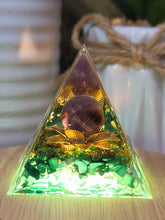 Load image into Gallery viewer, Orgone Pyramid, Amethyst  &amp; Malachite Orgonite
