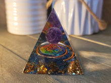 Load image into Gallery viewer, Orgone Pyramid, Amethyst &amp; Blue larimar  Orgonite
