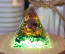 Load image into Gallery viewer, Orgone Pyramid, Amethyst  &amp; Malachite Orgonite
