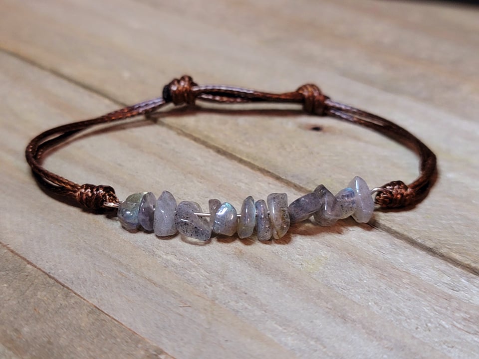 labradorite  Chip Bracelet Handmade Genuine Crystal Bracelet