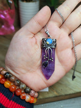 Load image into Gallery viewer, Natural Amethyst Point pendant necklace, natural Amethyst stone
