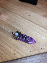 Load image into Gallery viewer, Natural Amethyst Point pendant necklace, natural Amethyst stone
