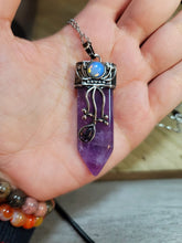 Load image into Gallery viewer, Natural Amethyst Point pendant necklace, natural Amethyst stone
