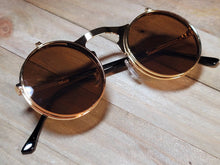 Load image into Gallery viewer, Steampunk Goggles Glasses Round Sunglasses Emo Retro Vintage Flip Up
