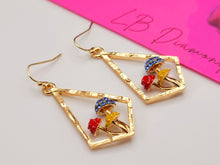 Load image into Gallery viewer, Mushroom earrings , unique forest jewelry , colorful hammered jewelry
