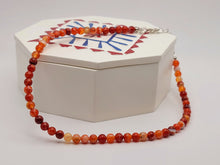 Load image into Gallery viewer, Carnelian Choker Necklace Silver tone Gorgeous Choker 4mm Beads
