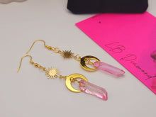 Load image into Gallery viewer, Pink Celestial Aura Quartz Earrings Handmade, Cute earrings
