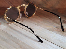 Load image into Gallery viewer, Steampunk Goggles Glasses Round Sunglasses Emo Retro Vintage Flip Up
