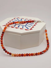 Load image into Gallery viewer, Carnelian Choker Necklace Silver tone Gorgeous Choker 4mm Beads
