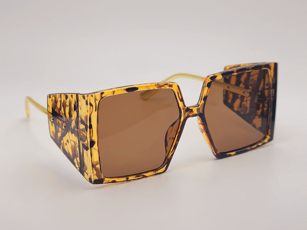 Tea Colored Big Rectangle Unisex Luxury Sunglasses Vintage Punk Oversized