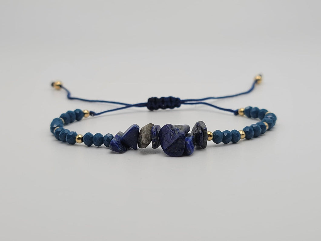 Lapis Lazuli  Chip Bracelet Handmade Genuine Crystal Bracelet