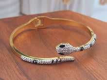 Load image into Gallery viewer, Trendy Full Zircon Snake Bracelet Gold Open High-End Bangle
