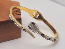 Load image into Gallery viewer, Trendy Full Zircon Snake Bracelet Gold Open High-End Bangle
