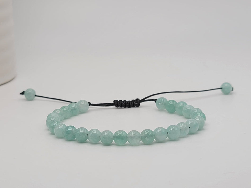 Blue Aquamarine  4mm Bracelet Powerful Bracelet Adjustable